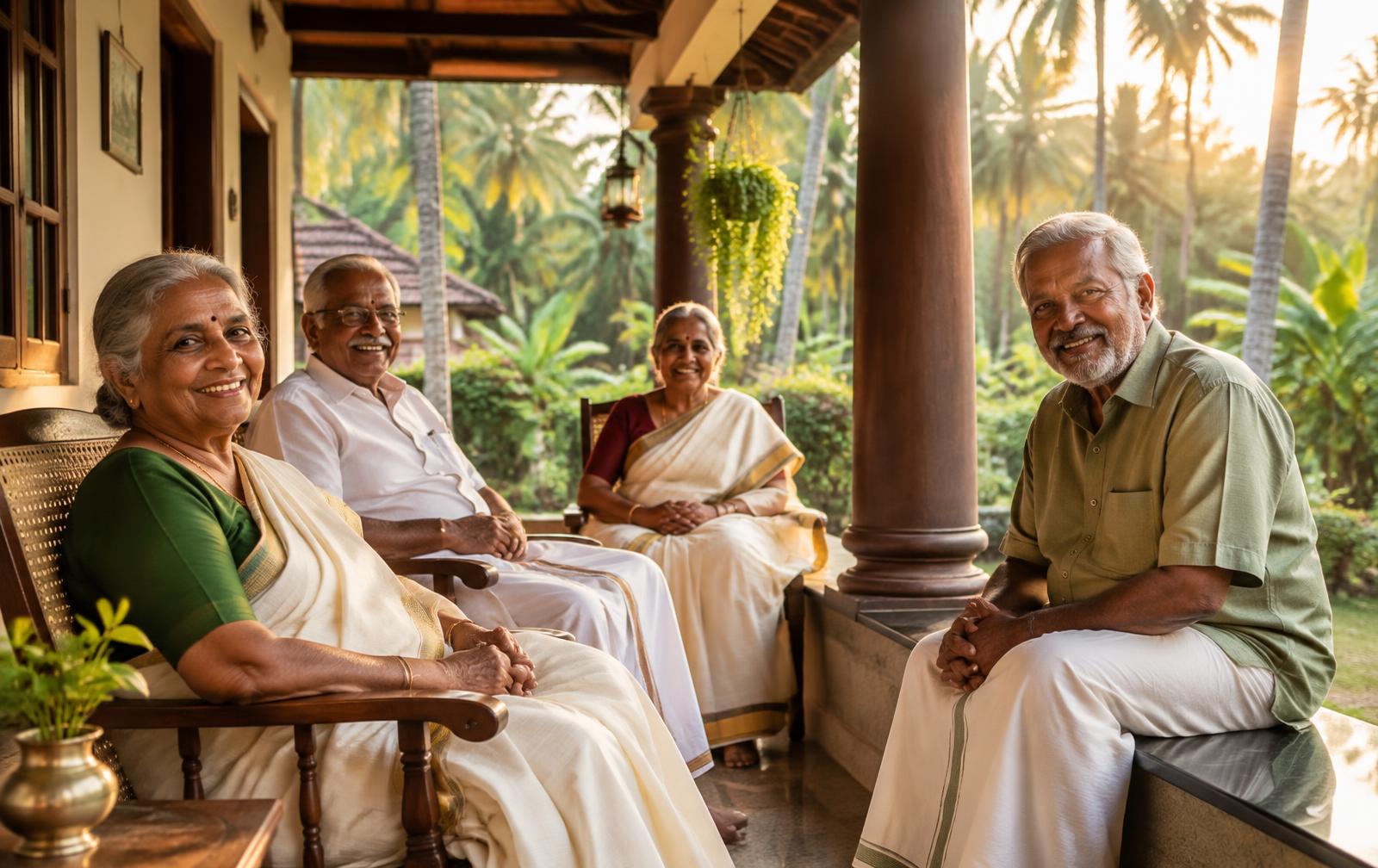 Residents of Ashrayam Home on the veranda